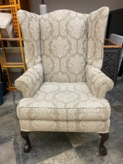 Set of 2 Damask Wingback Chairs