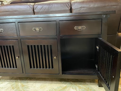 Dark Wood Mission-Style 3-Drawer Server/TV Stand