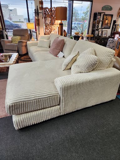 White Stripe Fluffy Sectional