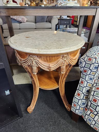 SET OF 2- 1980s Tassel Travertine End Table