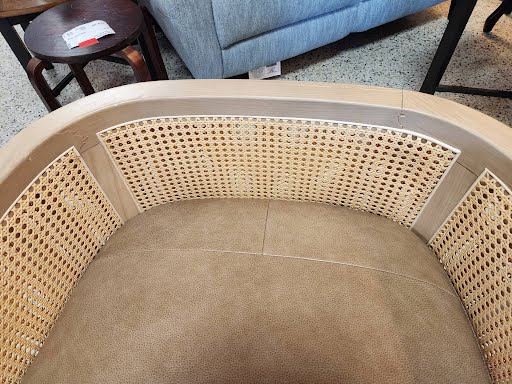 Swivel Leather/Cane Chair
