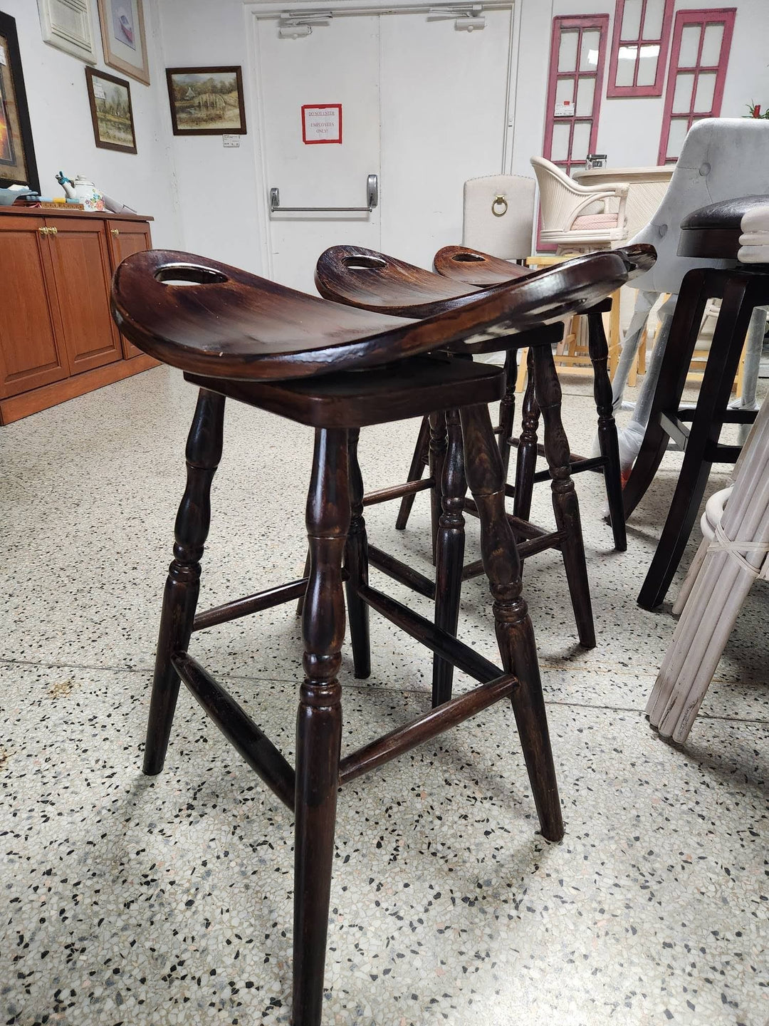 SET OF 3 - Saddle Counter Stool's