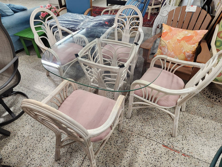 Dining Set 48" Round Bamboo w. Four Chairs