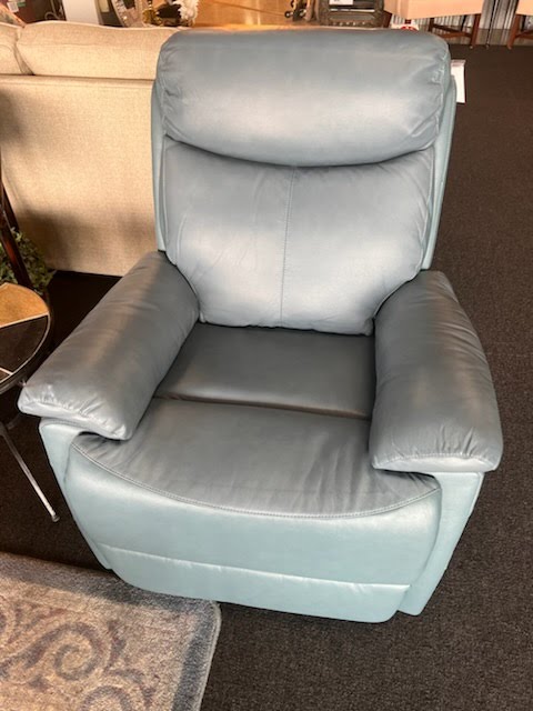 Swivel Glider Recliner Rio Teal Leather, Manual