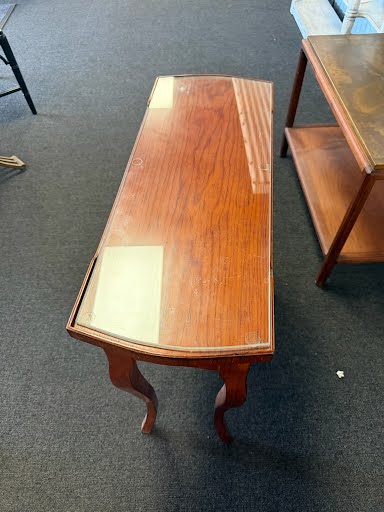Mid-Century End Table Glass Top
