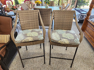 SET OF 2 | LEADERS Bar Height Stools W/Cushions