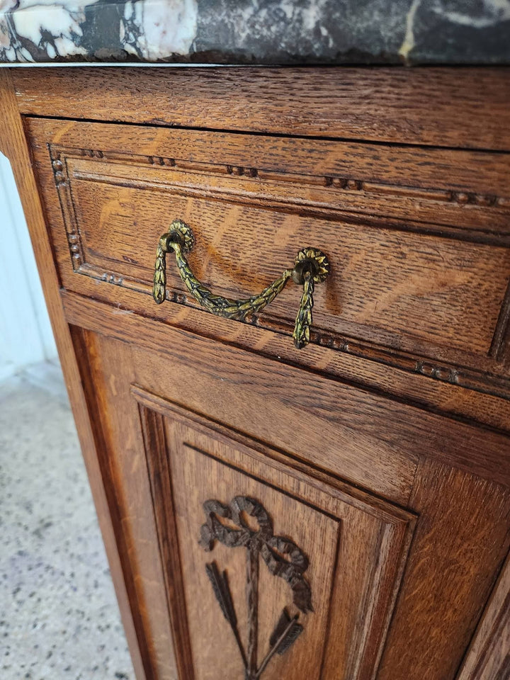 Loui XV Style Vintage Marble Top Buffet Sideboard