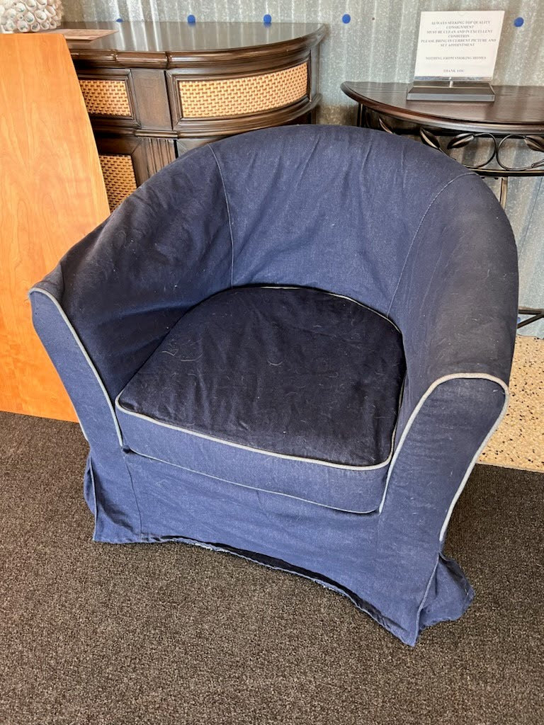 Ikea slip cover chair, denim