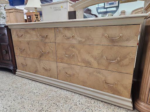 71W" High Gloss Burl Wood Dresser