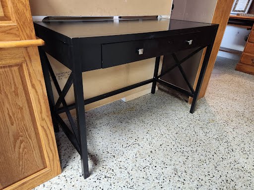 44W" Black Desk with Drawer