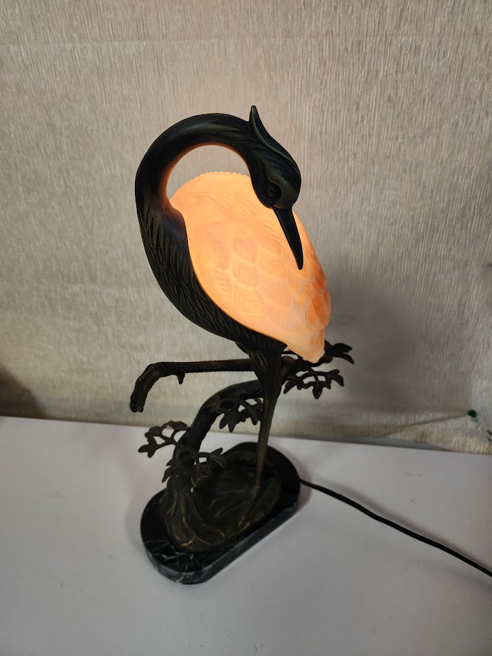 Art Glass Heron Lamp