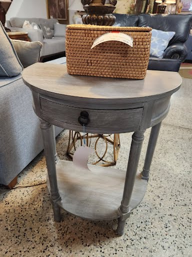 Grey Half  Moon End Table