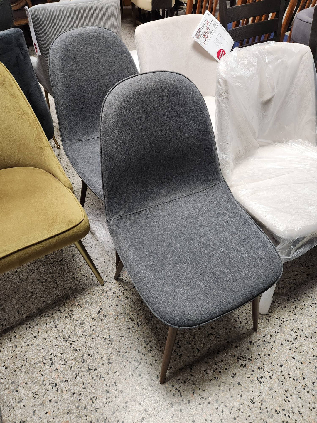 SET OF 2 - Grey Armless Dining Chairs