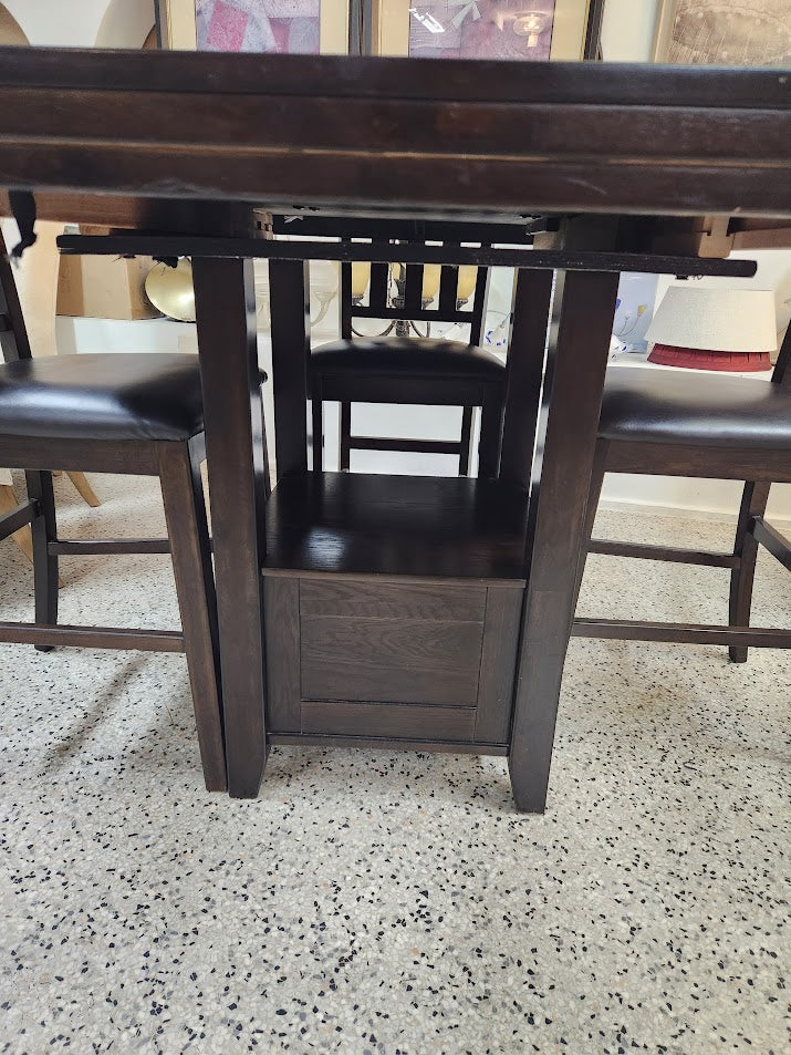 Dark Wood Counter Dining Set