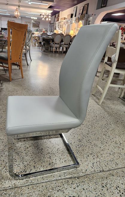 SET OF 4 | light gray faux leather Dining Chairs