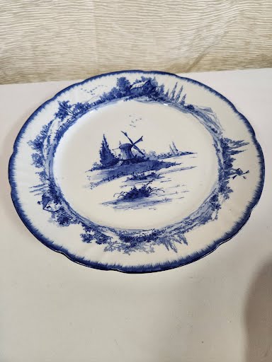 10" Doulton Burslem Norfolk Dutch Windmill Blue Collectable Plate Decorative