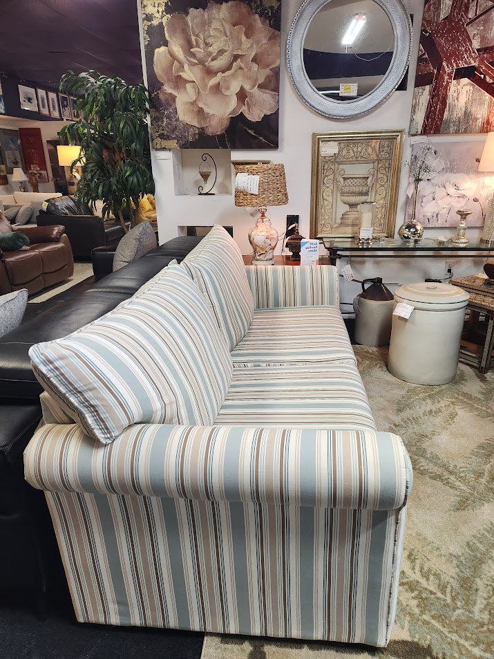 Striped Rolled Arm Sleeper Sofa