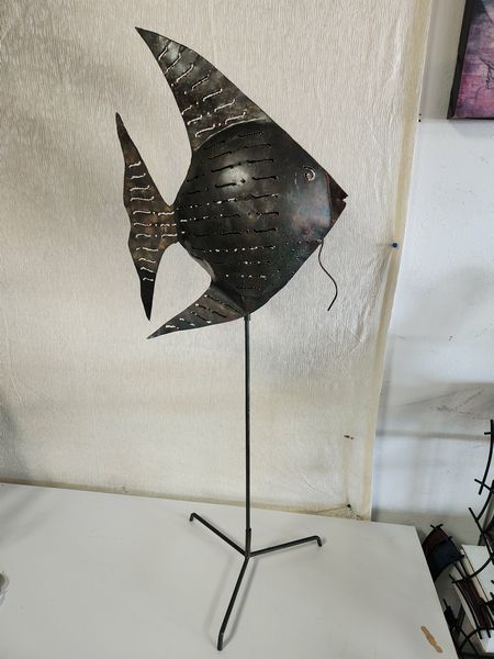 42"H Metal Tea Lighting Fish Stand Home Item