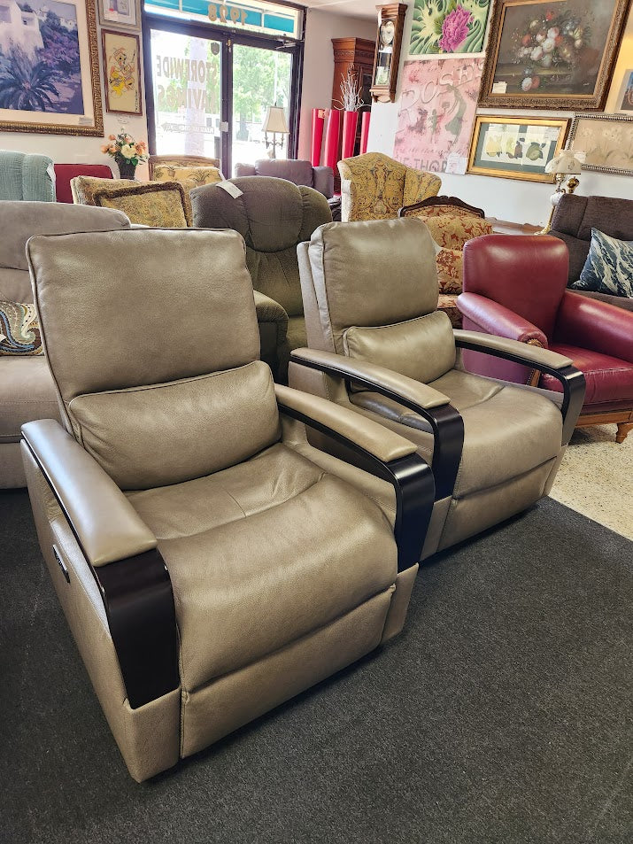 DK Taupe Power Recliner Chair