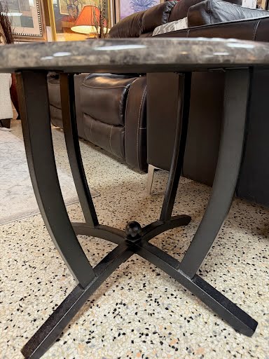 Faux Stone Top End Table