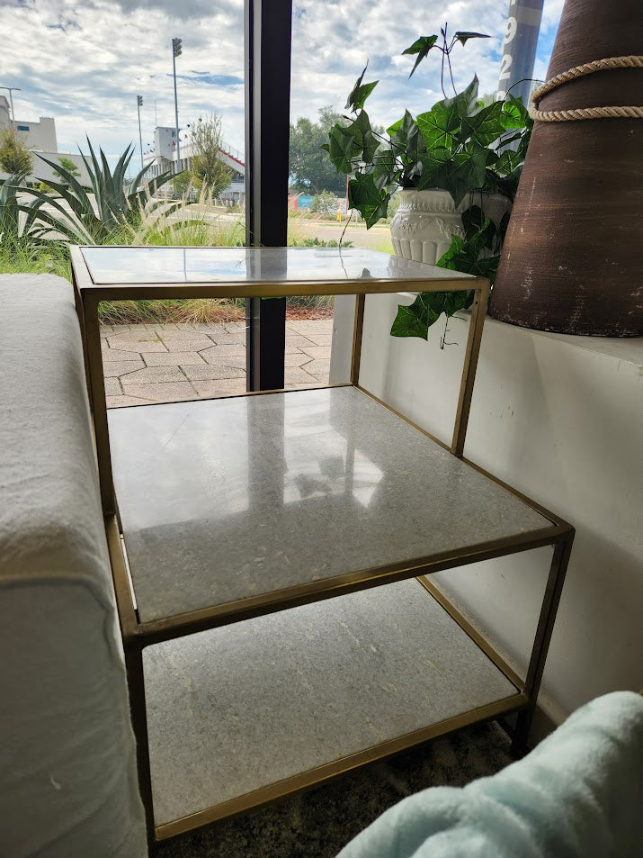 SET OF 2 | 3-Tier Marble top Side Table