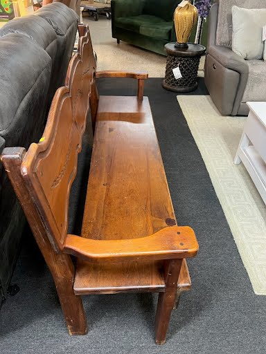 60W" Carved Wood Bench