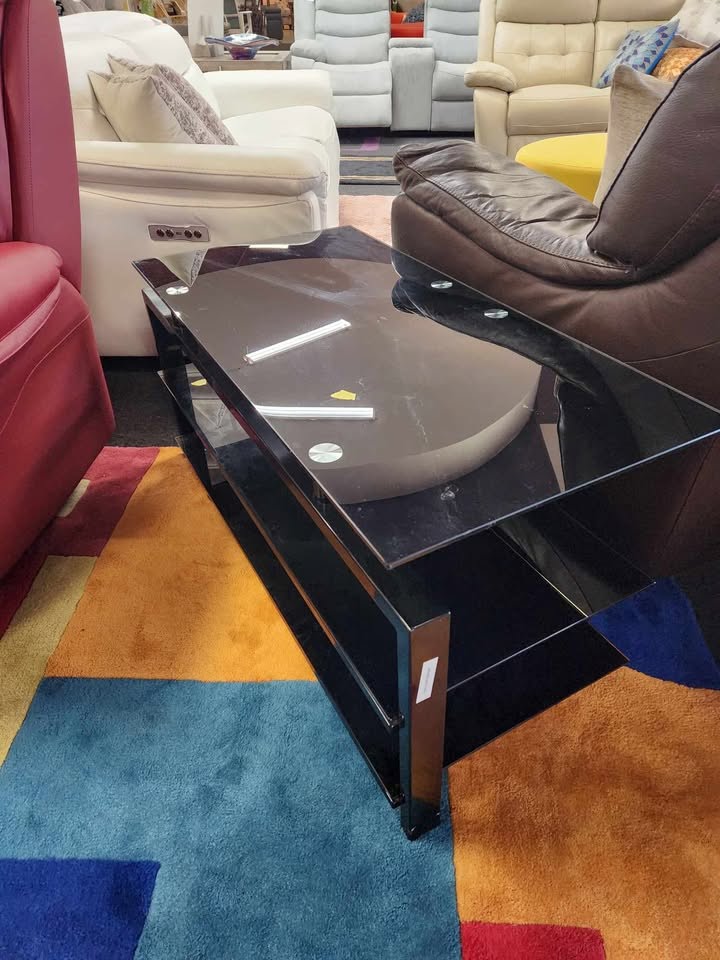 Black Glass Console Table