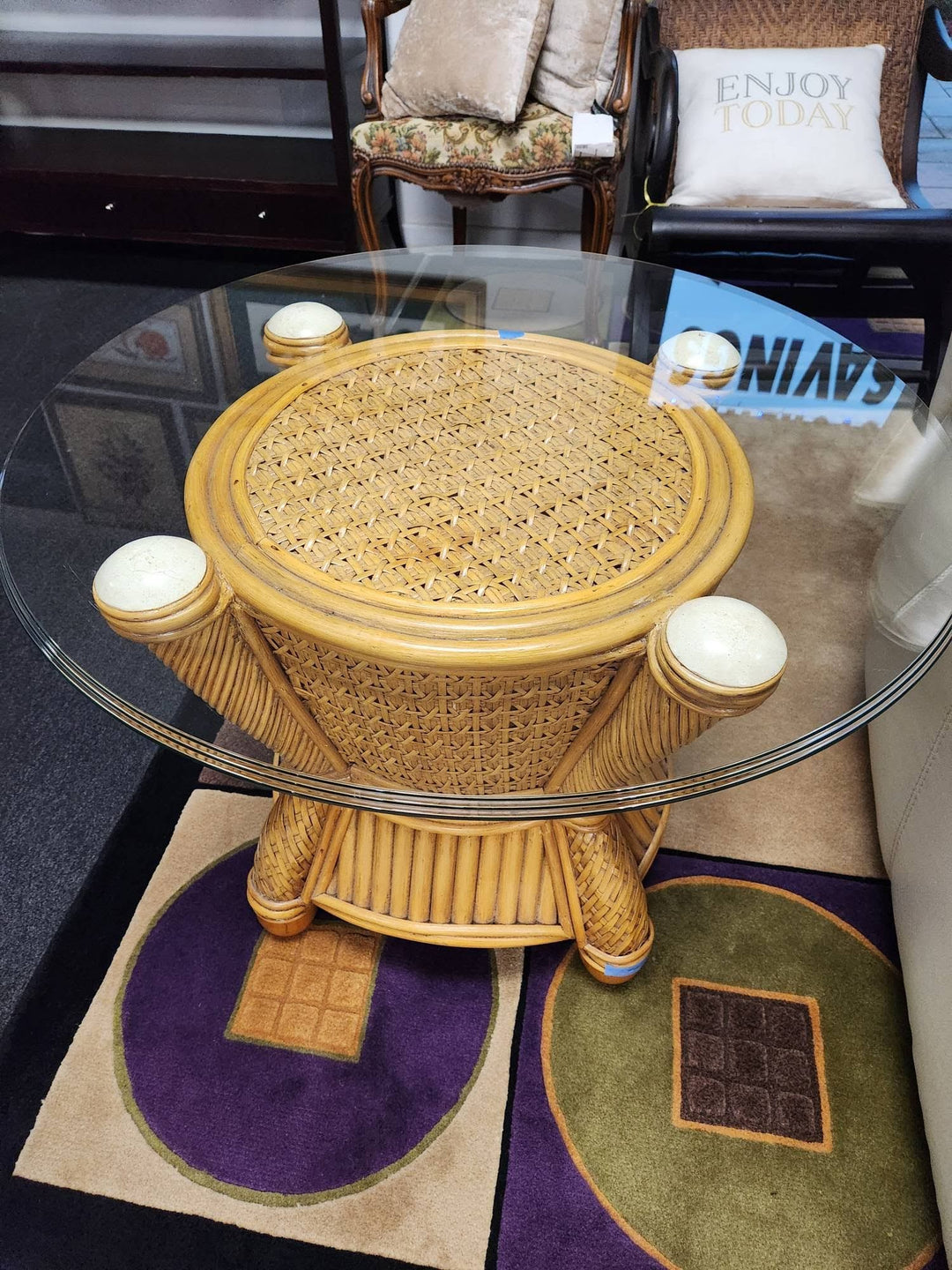 SET OF 2 - Rattan End Tables