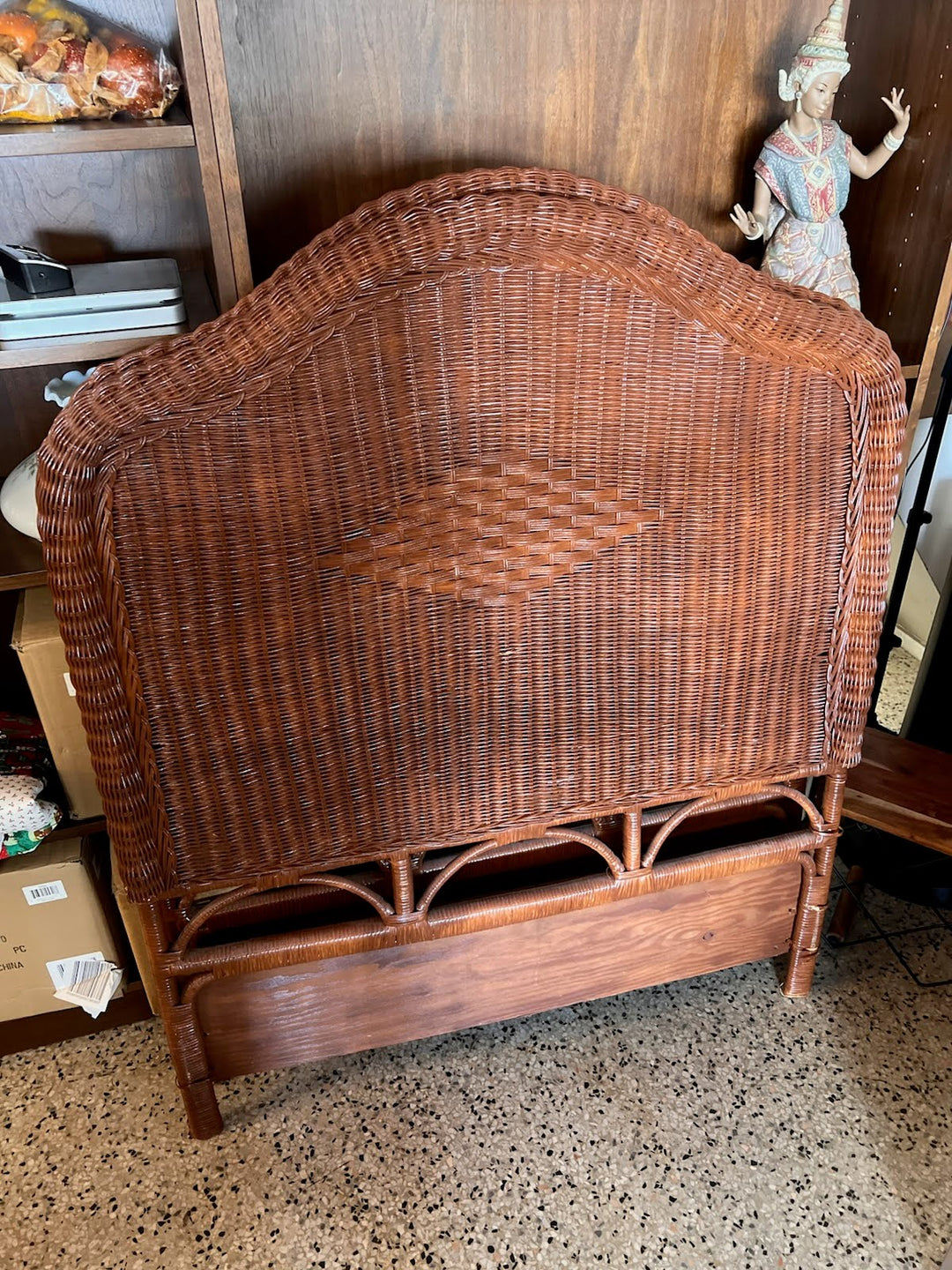 Twin Brown Wicker Headboard