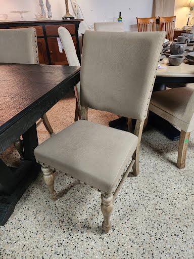 Dining Set w.6 Chairs, Beige and Black