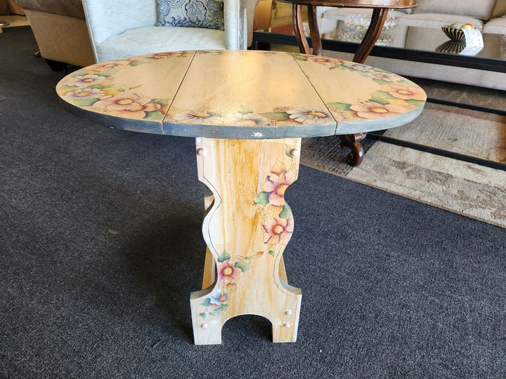 Double Drop Leaf Floral End Table