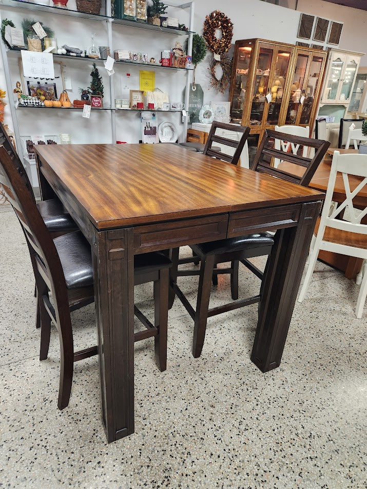 Dark Wood Counter-Height Dinging Set