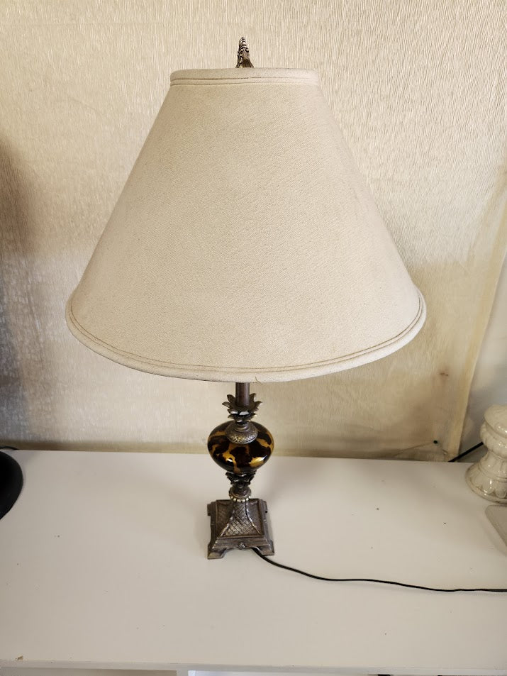 35"H Brass And Faux Table Lamp