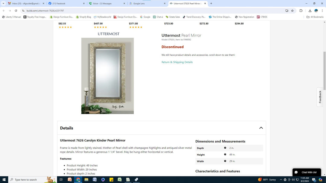 Uttermost Shell Frame Mirror