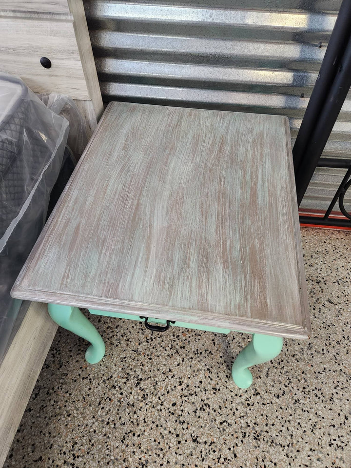 SET OF 2 End Table Teal & Grey