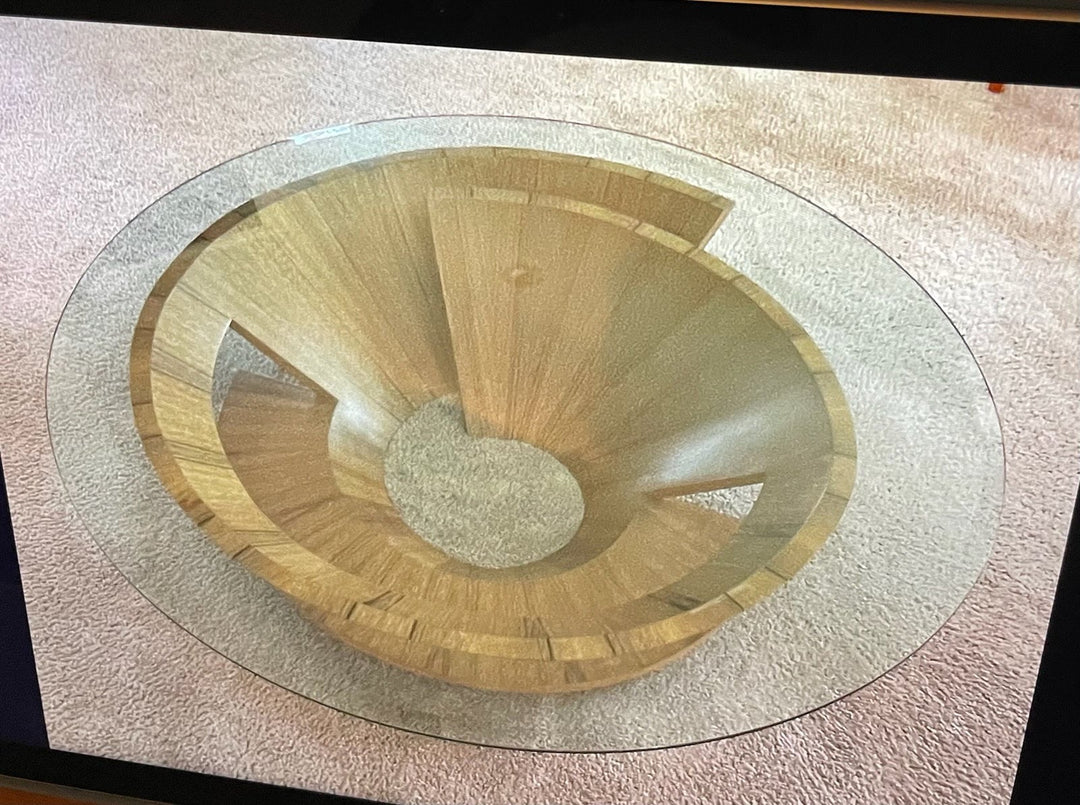Neptune spiral beveled glass top coffee table