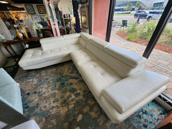 white faux leather Sectional