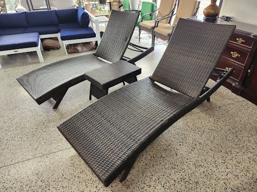 3pc Set | Two Poly Wicker Lounge Chairs and Table