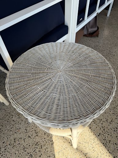 White Wicker/Rattan Side Table