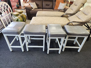 Grey Backless Nailhead saddle seat Counter Stool