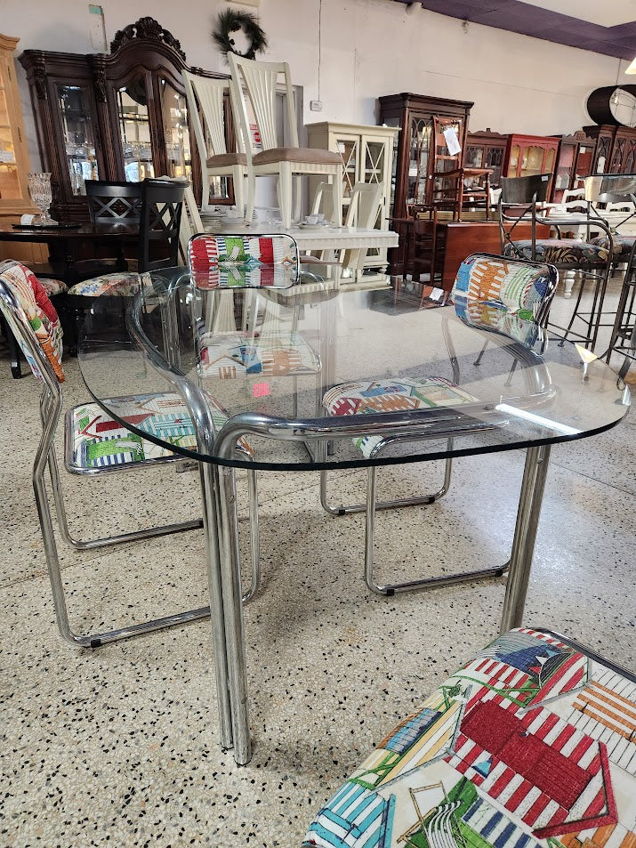 Oval Glass Dining Set