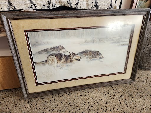 42.5 x 27.5 Three Wolves Wall Art