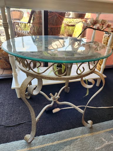 SET OF 2- Glass top End Table