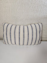 Navy Striped Lumbar Pillow