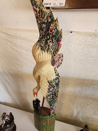 40" height painted bird on wood