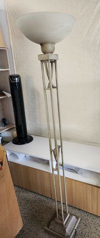 Taupe metal w/ glass shade Floor Lamp