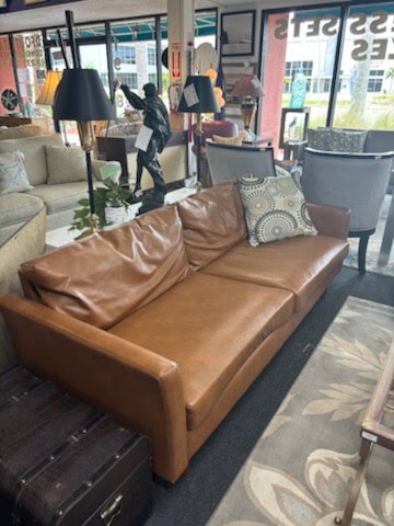 Camel Vinyl/Leather Sofa
