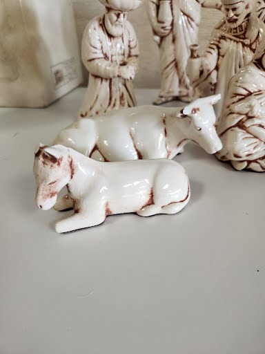 14 Piece "White Duncan Mold Ceramic 1982 Nativity"