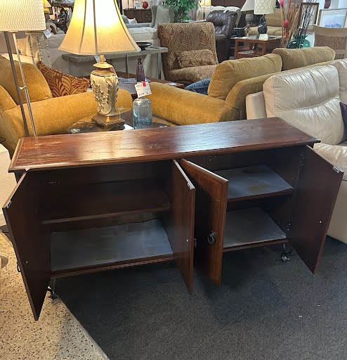 Console Table 55"w Oak w. Storage