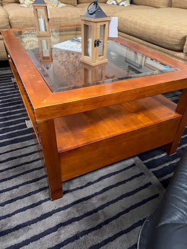 Two Drawer Glass Insert Coffee Table